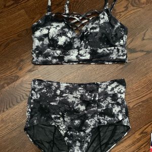 Black/White Tie-Dye Swimsuit